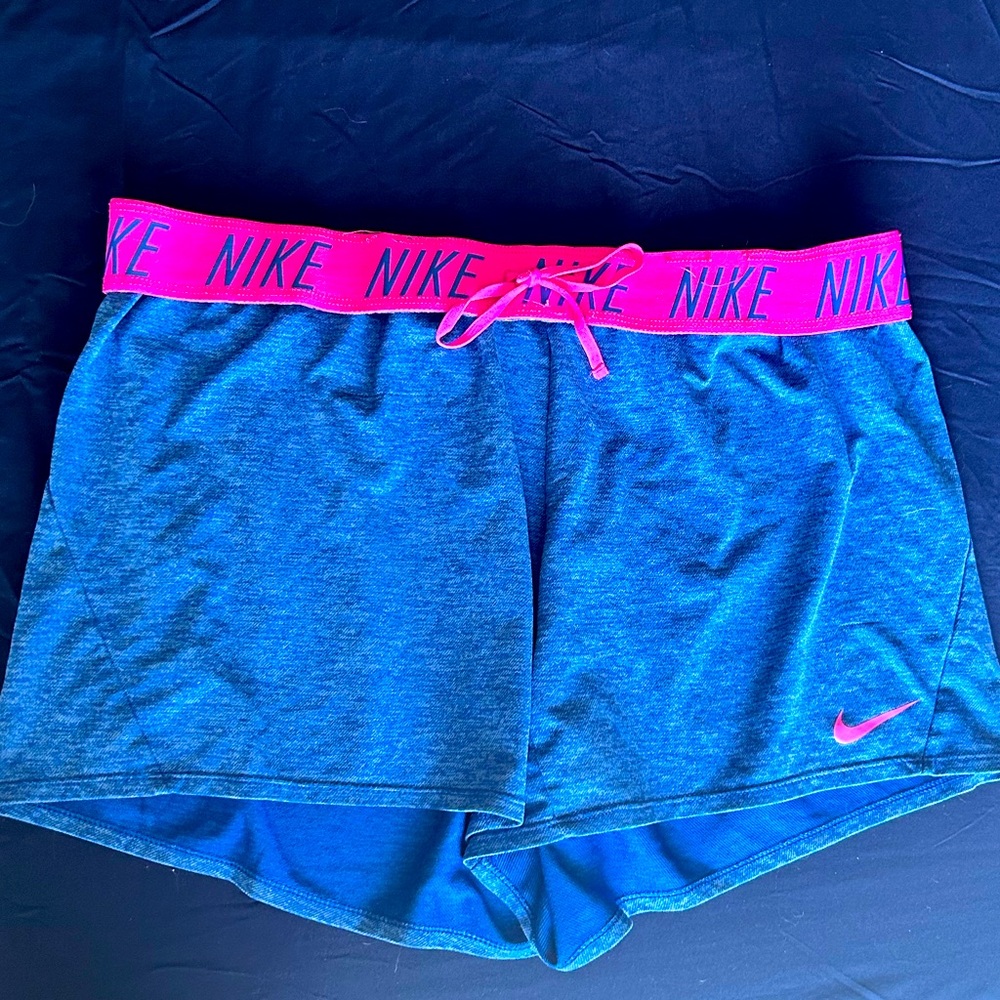 Blue and pink Nike work out shorts